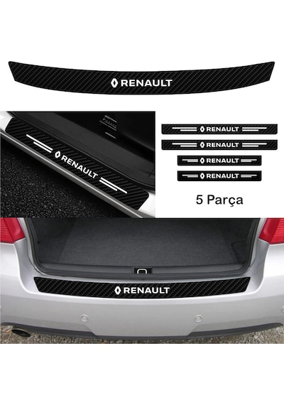 Renault Latitude İçin Uyumlu Aksesuar Oto Bağaj Ve Kapı Eşiği Sticker Set Karbon490