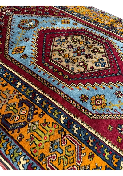 El Dokuması Yahyalı Halısı 122x210 Kök Boyası Mavi %100 Yün Halı