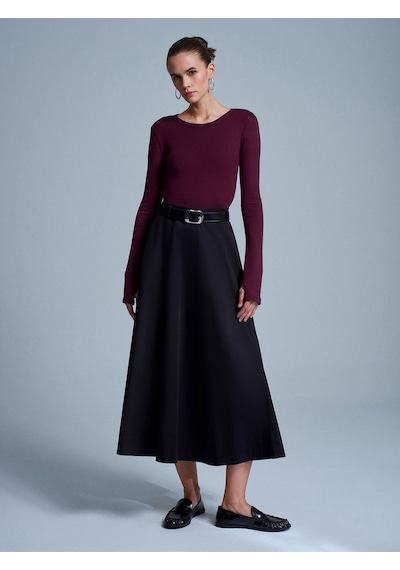 Dilvin 32319 Modal Karışımlı Uzun Kollu Top-bordo-12109 Bordo