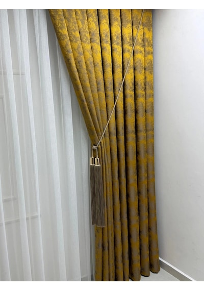 Nivemeshome İstanbul Hardal 1/3 Sık Pileli Fon Perde Apm Hardal