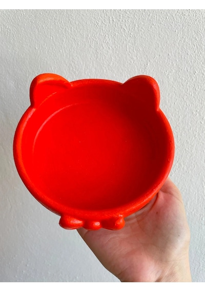 Papyon Model Beton Kedi Köpek Mama Ve Su Kabı 16 Cm Çap - Turuncu