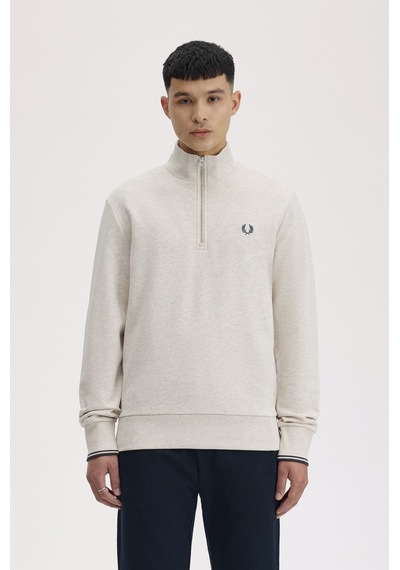 Fred Perry M3574 Half Zip Erkek Sweatshirt Beyaz