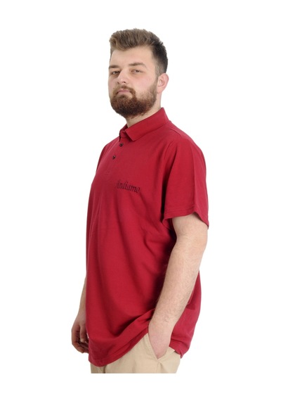 Mode Xl Büyük Beden Erkek T-Shirt Polo Carpe Dıem 23333 Bordo 001