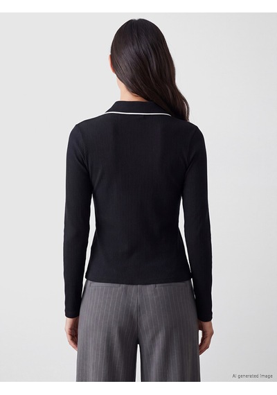 Lcw Everyday Siyah Polo Yaka Kadın Body