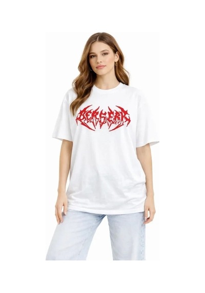 Baskılı T-shirt Yazlık Kısa Kol Bisiklet Yaka Rahat Kalıp Tişört - Beyaz Beyaz