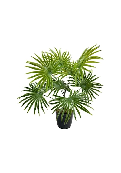 Yapay Çiçek Yelpaze Palmiye 8 Dal 50x40Cm Salon Çiçeği Plastik Si