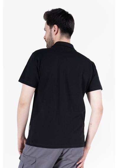 Polo Yaka Fleto Cepli T-shirt Siyah