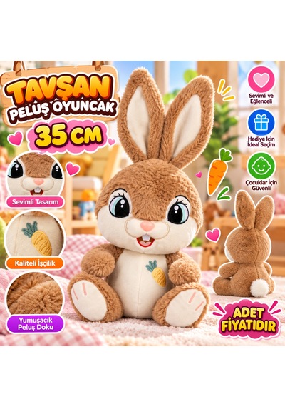 10012 Tavşan Peluş 35cm Oyuncak Peluş Kahverengi