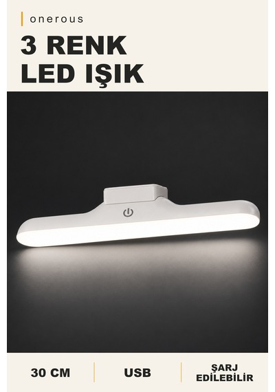 Onerous 30 Cm 3 Renk Led Işık, Şarj Edilebilir, Usb Beyaz
