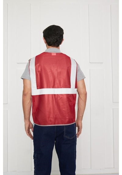 Orange Safety Mühendis Tipi İkaz Yeleği Kırmızı