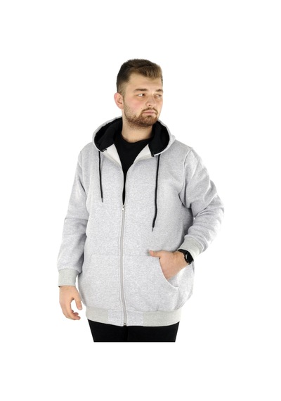 Mode Xl Büyük Beden Erkek Sweatshirt Zippered Recycle B20533 Grimelanj 001