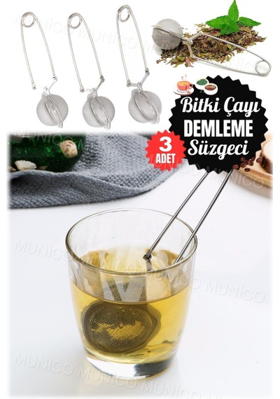 3 Adet Bitki Çayı Demleme Süzgeci Çay İçin Çay Süzgeci Kakao Pudra Ve Şeker Eleği İle Çok Amaçlı P Diğer