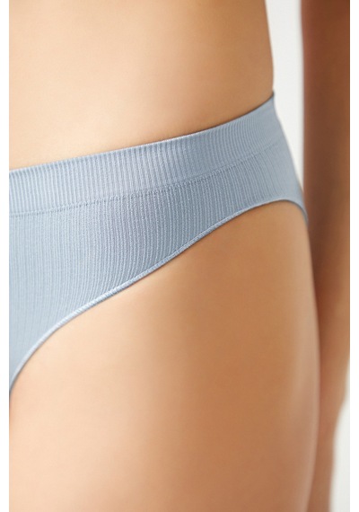 Los Ojos Mavi Fitilli Seamless Klasik Külot Ribbed Classic Mavi