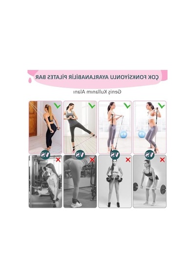Ayarlanabilir Pilates Bar Seti, Kapı Askılı Çantalı Egzersiz İmkanları Altın