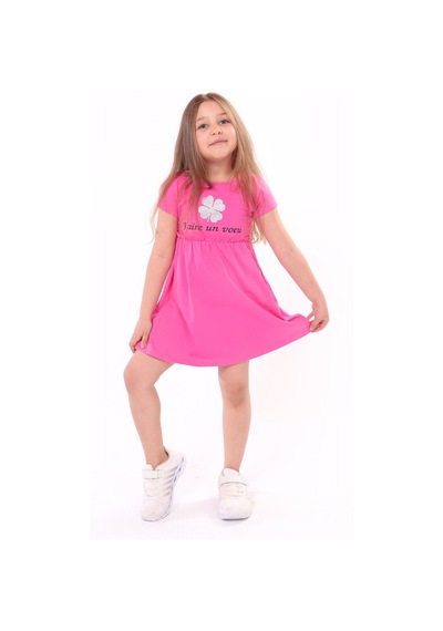 Toontoy Kids Toontoy Kız Bebek Faire Un Voeu Baskılı Elbise Fuşya