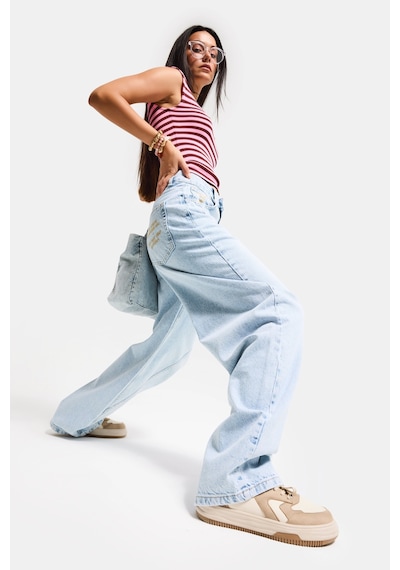 Kadın Ice 4s6-3 Balon Fit Cep Nakışlı Özel Tasarım Denim Jean Ice Kot
