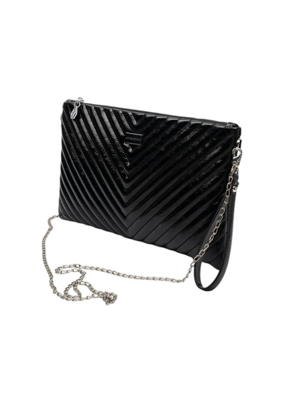Silver Polo Crash Kırışık Siyah Kapitone V Kadın Portföy Ve Clutch El Çantası Sp1034