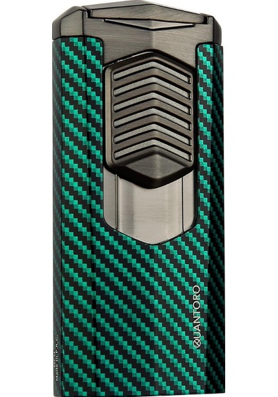 Quantoro 3 Torch Pürmüz Yeşil-karbon Metal Puro Çakmağı - Trz1009