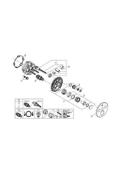 Grohe Grohtherm Smartcontrol Üç Valfli Akış Kontrollü Ankastre Termostatik Duş Bataryası - 29121Dl0 Bakır