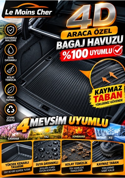Renault Laguna 2008 Uyumlu Araca Özel 4d Kauçuk Bagaj Havuzu