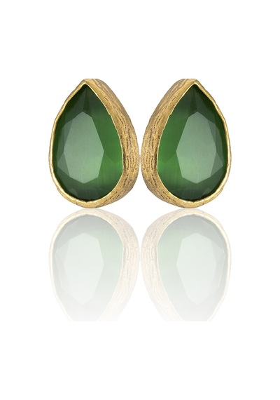 Kadir Jewellery 22 Ayar Altın Kaplama Kadın Minimal Küpe -el İşçiliği Ve Hipoalerjenik Küpe Yeşil 93436588