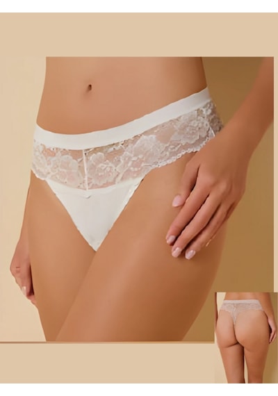 F.K Kadın Dantel Detaylı Tanga Lazer Kesim İz Yapmaz Yumuşak Terleme Karşıtı Hijyenik Tekli Külot Beyaz F.K Kadın Dantel Detaylı Tanga Lazer Kesim İz Yapmaz Yumuşak Terleme Karşıtı Hijyenik Tekli Külot Beyaz