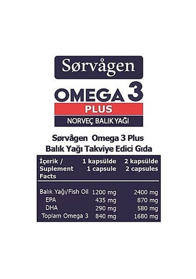 Sorvagen Omega 3 Plus Norveç Balık Yağı 60 Kapsül