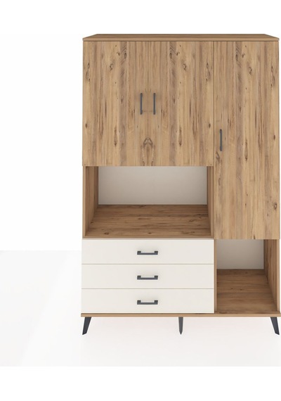 Hyperion Dolap 6 Raflı 3 Çekmeceli 3 Kapaklı 132x44x195 Çam-ç... Çam