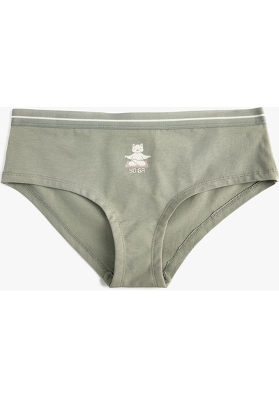 Koton Hipster Külot Slogan Baskılı Basic Pamuklu Yeşil 4wlk30102mk 4WLK30102MK775 Yeşil