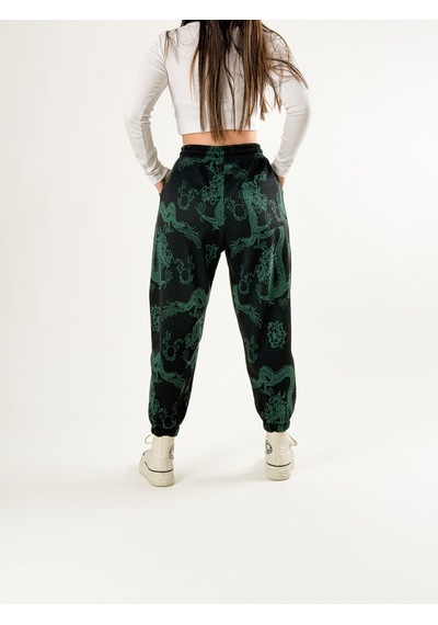 Cocopelli Chinese Desenli Pileli Kadın Jogger Pantolon Coc2679 Desenli