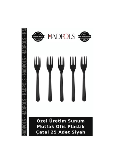 Özel Üretim Sunum Mutfak Ofis Plastik Çatal 25 Adet Siyah