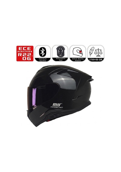 X340 Siyah Motosiklet Kaskı Spoiler Mod Güneş Vizörlü Full Face Kask
