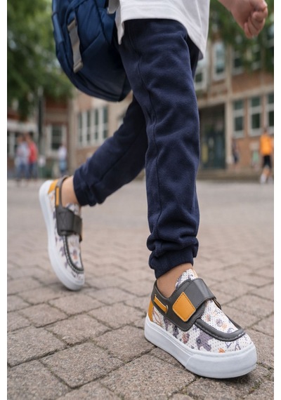 Muggo Rabids Cırtlı Desenli Günlük Çocuk Sneaker Spor Ayakkabı Sarı