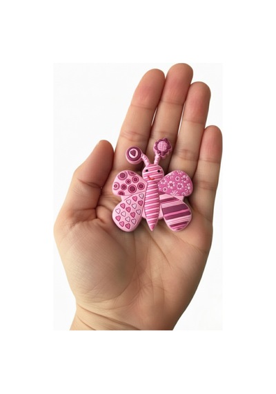 Pembe Kelebek Çocuk Odası Mobilya Kulbu - Tek Vidalı - Polyester Dolap ve Çekmece Kulpu Pembe