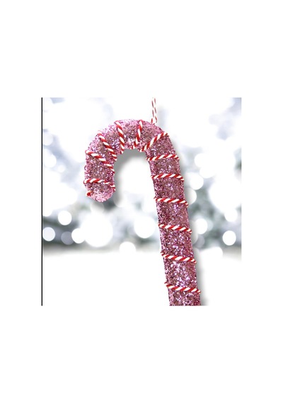 Yılbaşı Süsü İpli Baston Şeker Pembe 25 Cm
