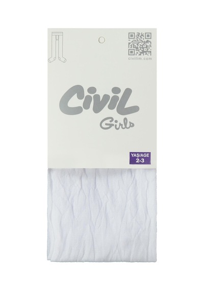 Civil Girls Fit30 2-12 Yaş Külotlu Çorap - Beyaz