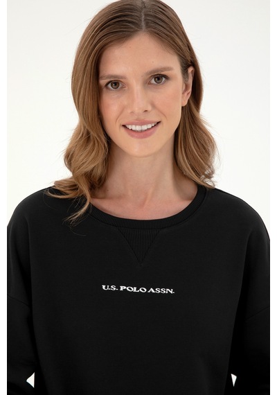 U.S. Polo Assn. Kadın Siyah Bisiklet Yaka Sweatshirt 50296945-VR046