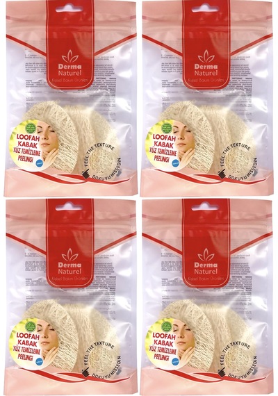 Derma Naturel Loofah Yüz Temizleme Peeling 4 Lü Set