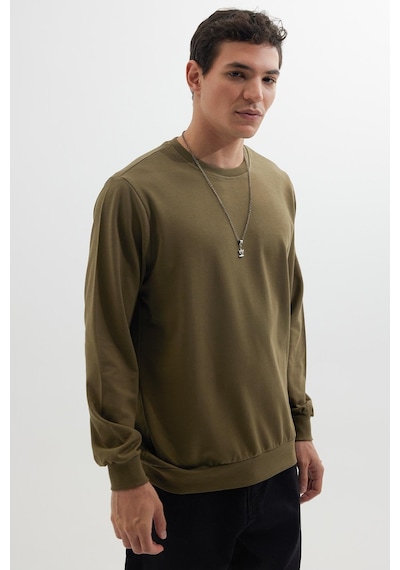 Tudors Erkek 3'lü Haki-bordo-gri Relax Fit Rahat Kesim %100 Pamuk 2 İplik Bisiklet Yaka Sweatshirt-42629 Çok Renkli