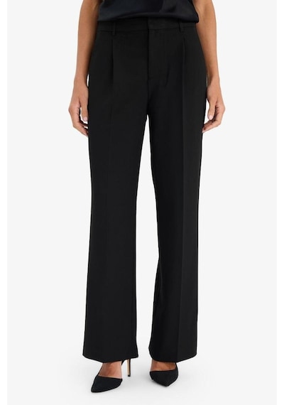 Defacto Wide Leg Fermuarlı Yüksek Bel Standart Boy Pantolon E7238ax25aubk81 Siyah