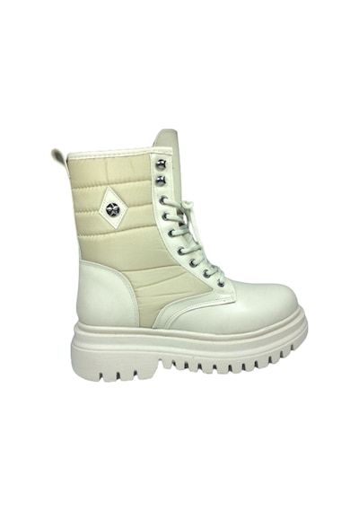 Womenly Style 2005 Kadın Bot Bej Paraşüt Kumaş Bağcıklı Fermuarlı Bej