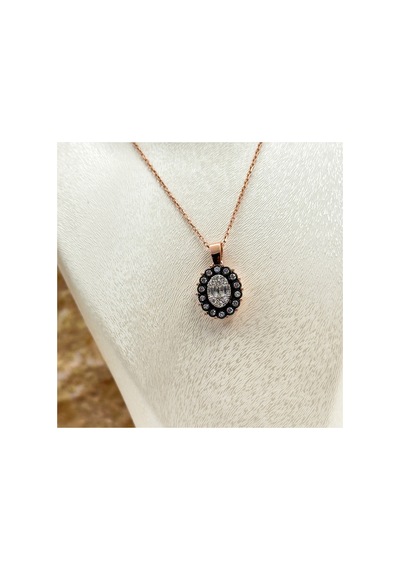 925 Ayar Gümüş Rose Gold Kaplama Elmas Montür Zirkon Taşlı Oval Spor Kadın Takı Seti Gümüş Gümüş