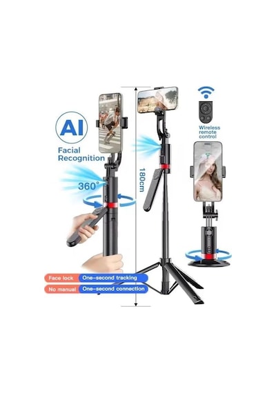 Tr Profesyonel Tripod Ve Selfie Çubuğu, 360 Yapay Zeka Yüz Takibi, Aı Hareketle Komut, 1/4 Vidalı, Canlı Yayın, Genel