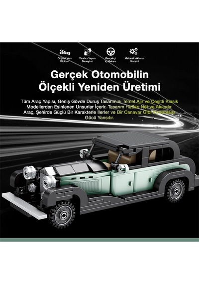 Reobrix Technic 811 Bentley 8 Litre Klasik Araba Yaratıcı Yapı Blok Seti Building Blocks - 249 Parça