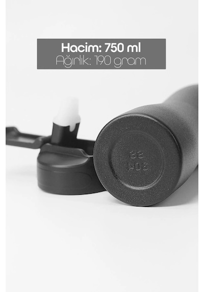 Pipetli Paslanmaz Çelik Matara - 304 Çelik Spor Suluk Bpa İçermez Taşınabilir Tasarım - Siyah Renk Siyah