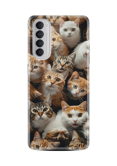 Oppo Reno 4 Pro Kılıf Hayat Serisi Desenli Sevimli Kedicikler - Barkod No 2028