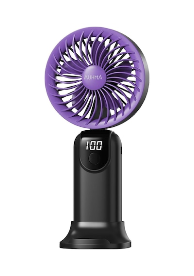 Exenar - Siyah - Şarjlı El Fanı 5 Kademeli Telefon Standlı Mini Vantilatör 300mah 180 Katlanabilir El Tipi Fan
