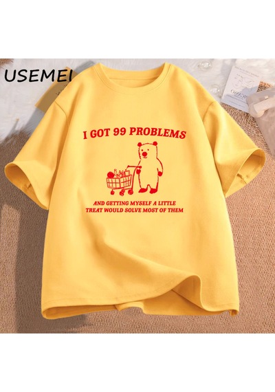 Flood Of Style Ben 99 Sorunları Var Ve Kendimi Küçük Bir T Shirt Pamuk Kısa Kollu Unisex T-shirt Rahat Kısa Sarı