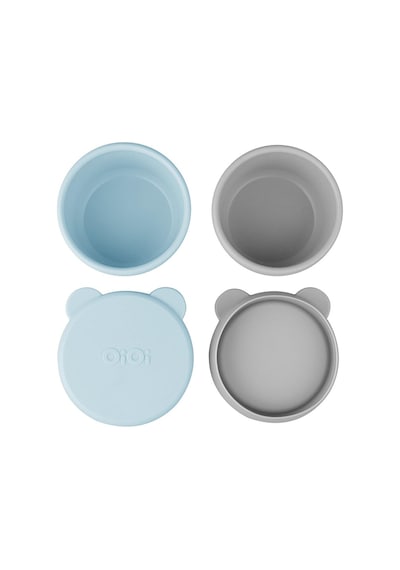 Silikon Kapaklı Mini Kase 2'li Mineral Blue/gri 4 Adet