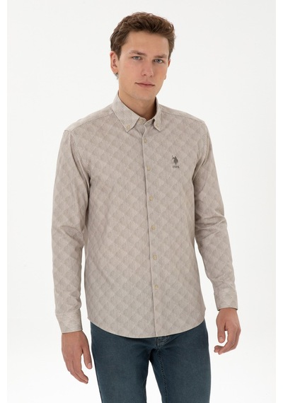 U.S. Polo Assn. Erkek Regular Uzun Kollu Kışlık Gömlek 2235858 Açık Haki